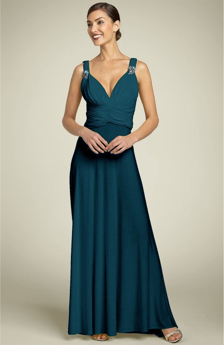 Robe De Soirée JS Boutique Vert Herbe Avec Strass - Taille 2, Dos Nu, Longue, Neuve Sans étiquette