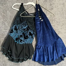Figure Ice Skating Dresses (2) Womens Large Jerry's Motionwear Velvet Sparkly