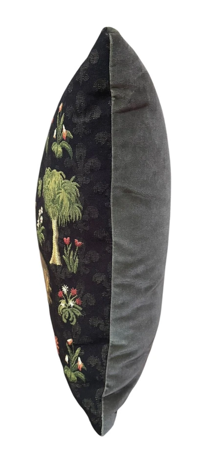 Two Playful Deer Belgian Forest Jacquard Woven Tapestry Pillow Cushion ZIP Cover - Image 2 of 4