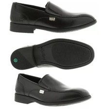 Image of Kickers Jarle Slip In Black Leather Boys School Shoes Uk Size 1 New