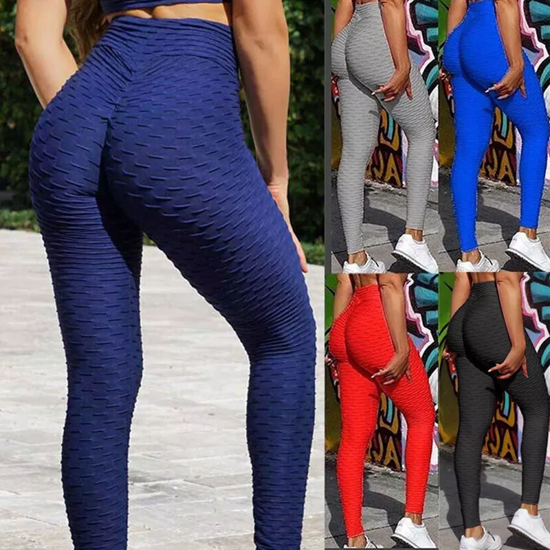 Women Ruched Bubble Butt Lifting High Waist Yoga Pants Tummy Control  Stretchy Workout Leggings Stretch Fitness Running