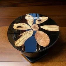 Black Epoxy Resin Coffee Table Top Round Wooden Epoxy Resin Furniture Home Deco