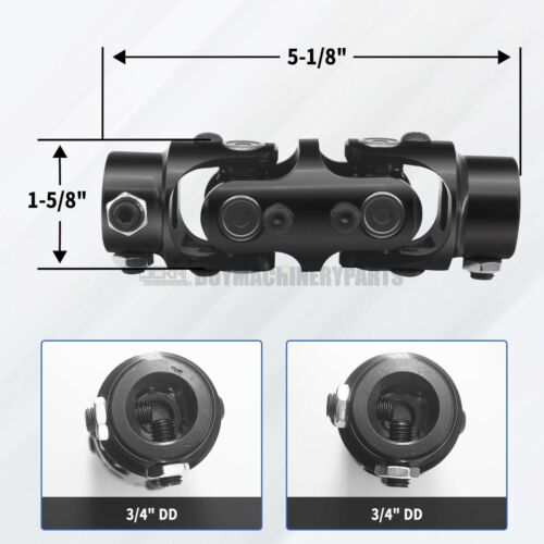 3/4" DD x 3/4" DD Double Steering Universal U Joint Shaft Coupler Black - Picture 2 of 8