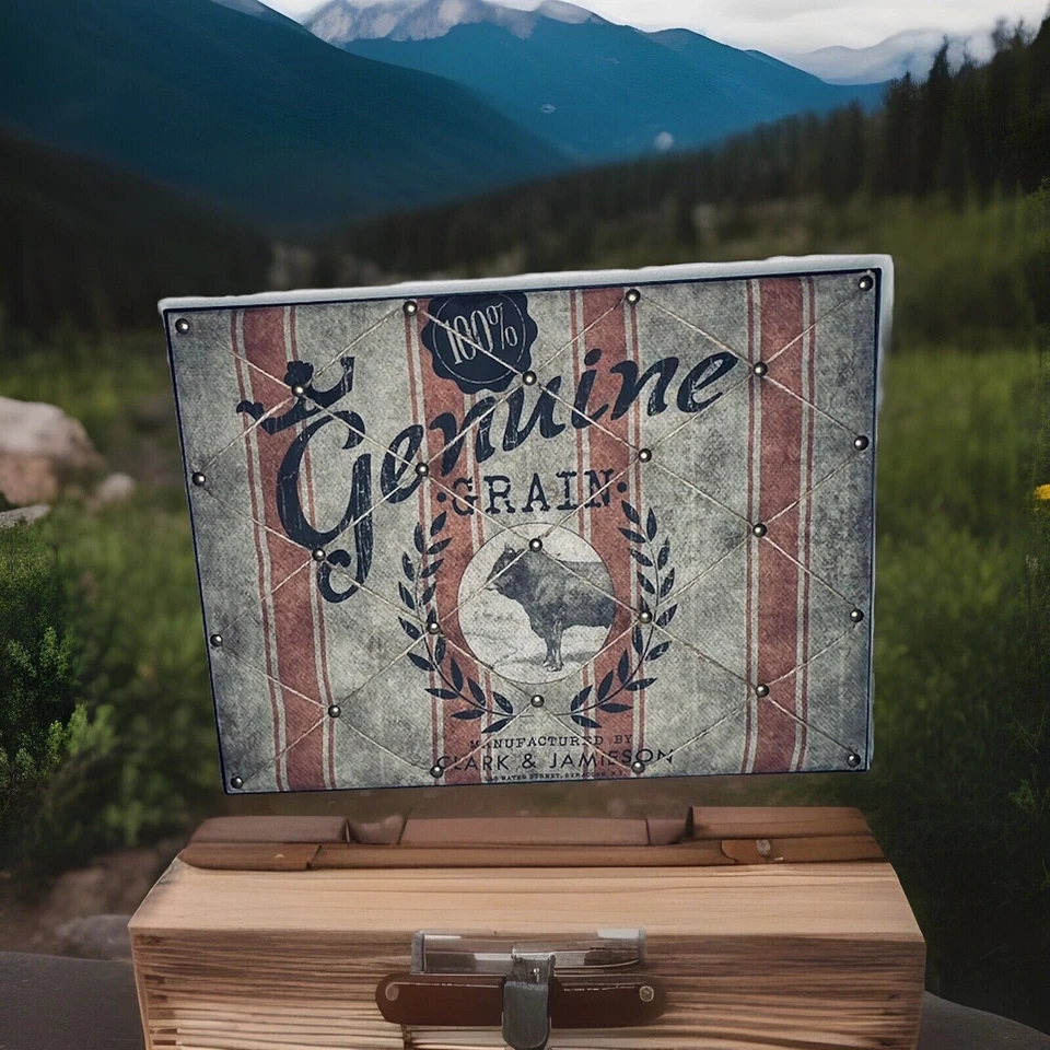 Cow Steel Memo Bulletin Photo Board Canvas Burlap Rustic Farmhouse Wall Display - Image 2 of 4