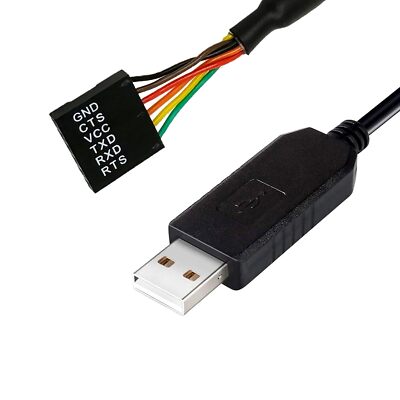 USB to Serial TTL 232R Cable Built-in FT232RL Chip 3.3V 6ft Length 6-Way