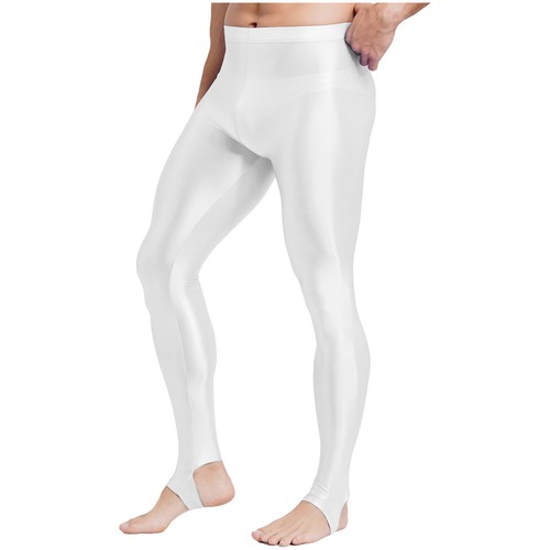 Pantaloni a compressione con staffa lucidi da uomo collant stretti controllo pancia modellante - Foto 33 di 105
