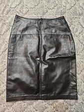 Vtg Limited Express Leather Skirt Black Sz5 C47
