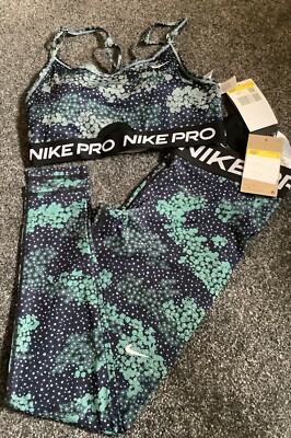 NIKE PRO DRI FIT INDY PADDED STRAPPY BRA PRO DRI-FIT LEGGINGS Set S