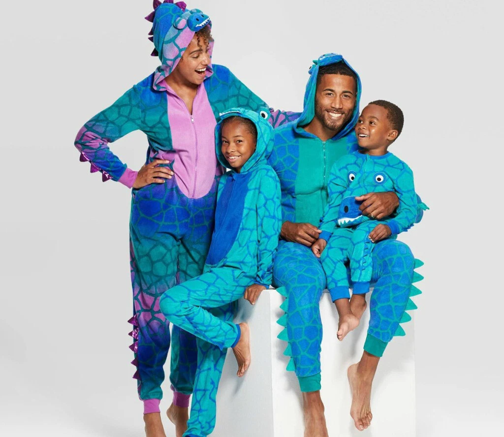 Mens Dragon Dinosaur w Tail Union Suit Pajama One Piece Hooded
