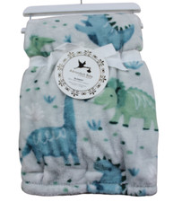 Adirondack Baby Dinosaur Blanket Dino Fleece Gray Blue Green Infant Boys NWT