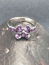 GENUINE AMETHYST RING set In STERLING SILVER Size 9.5 FAST FREE SHIPPING