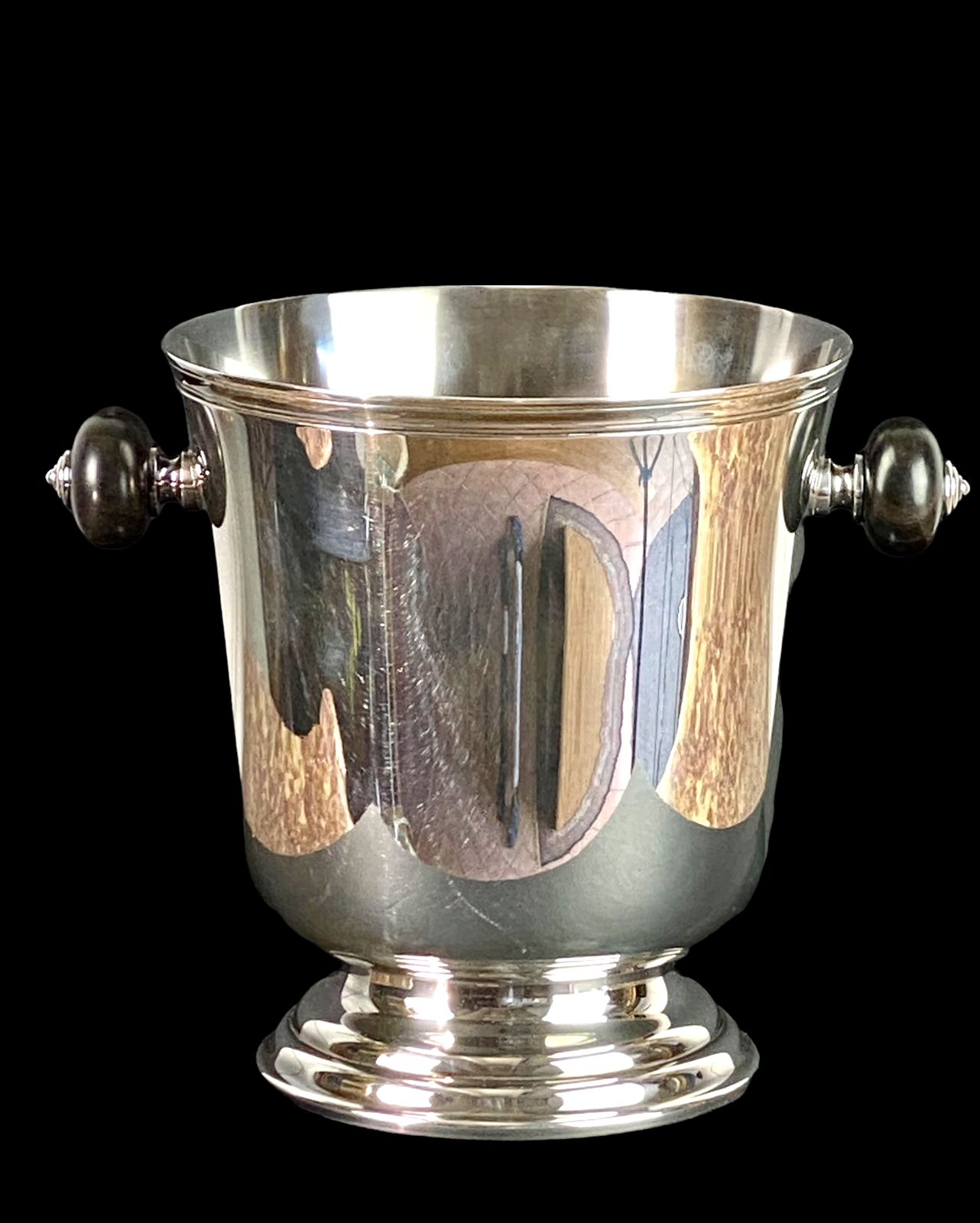Seau à Champagne Art Déco Vintage - Métal Argenté Et Rose Stylisé - Glace Ice Bucket