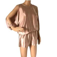 Alexis Silk Romper Cold Shoulder Open Back in Blush Pink size XS