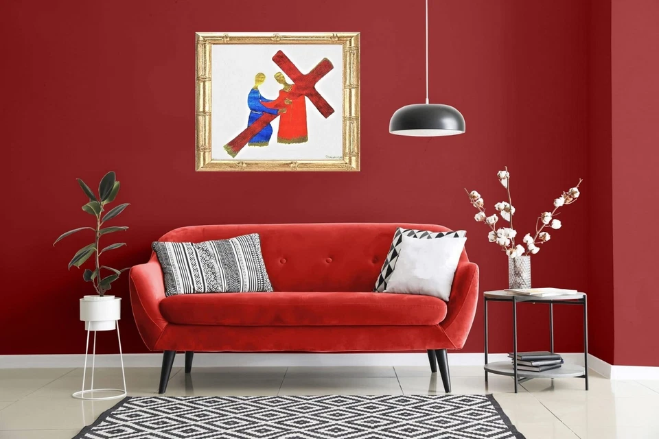 DIBUJO, 'EL AYUDANTE', MEDIOS MIXTOS, LÁPICES DE COLORES, PINTURA DORADA, ABSTRACTO, ENVÍO GRATUITO Foto 2 de 4