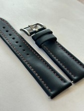 BLACK High Quality Real Sailcloth Waterproof Watch Strap BROWN Stitch