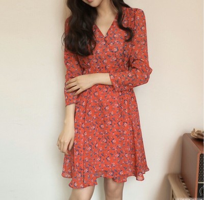 red korean dress
