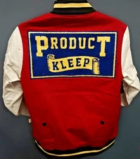 Men's Kleep "Product" Canvas Sleeves Varsity Jacket - Red/Cream