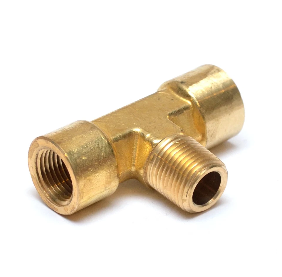 3/8 Npt Female to Male Center Branch Tee Brass Pipe Fitting Water Oil Gas Air - Image 2 of 4