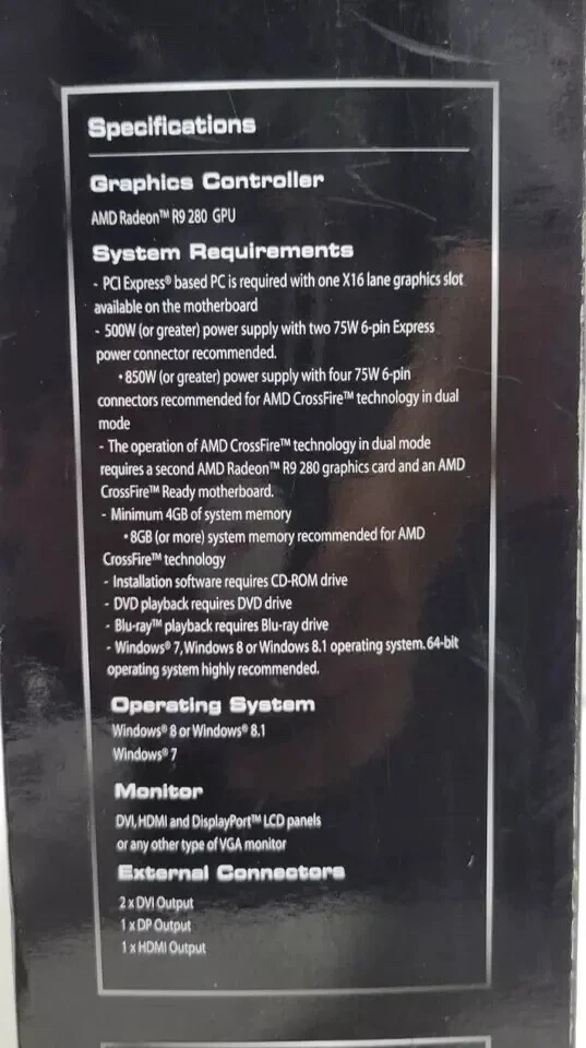 SAPPHIRE DUAL-X R9 280 RADEON GRAPHIC ACCELERATOR - NEW! - Image 3 of 4