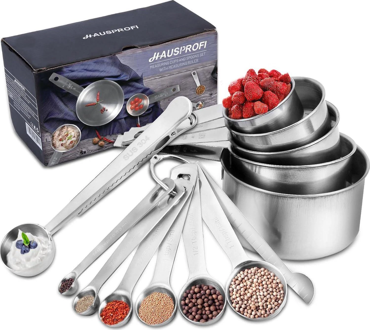 Measuring Cups and Spoons Set, 13 Pieces Premium Stainless Steel Measuring with
Opens in a new windo