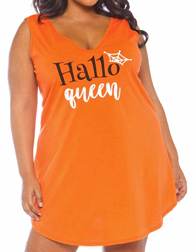 Disfraz Jersey Helloqueen Talla Grande Naranja Vestido Halloween Para Mujer 1X 2X Foto 2 de 4