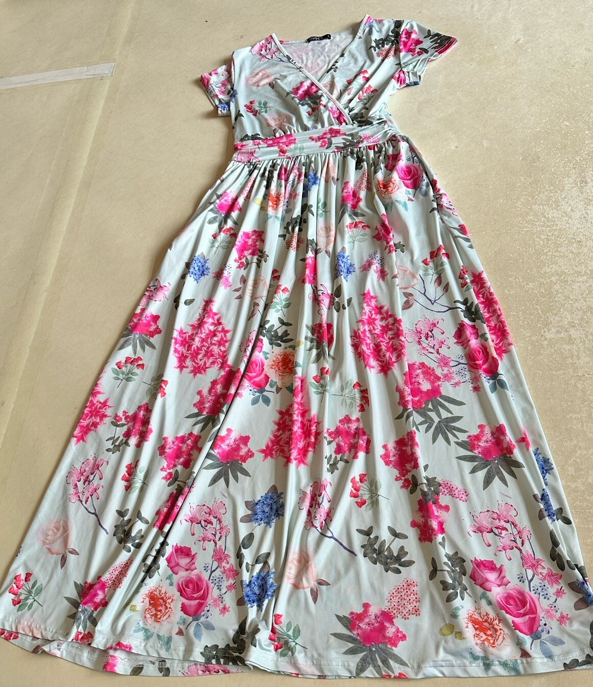 Ouges Womens S Sleeve Long Floral Jersey Dress Sz… - image 8