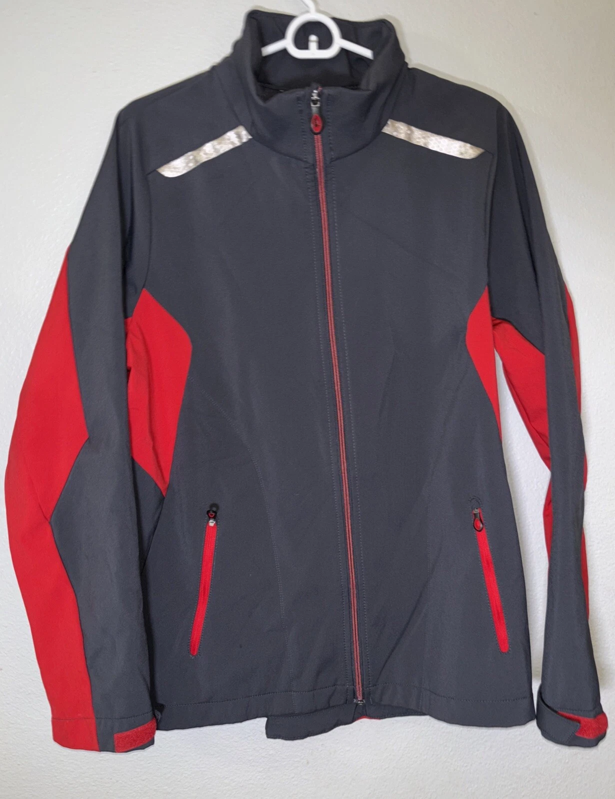 North End Mens Large Water Resistant Reflective Lightweight Jacket - Red & Gray