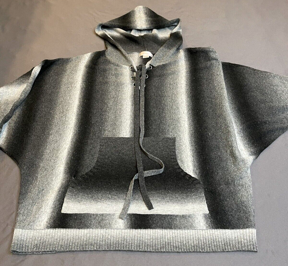 Kamana Hooded Batwing Poncho Loose Sweater Gray/B… - image 4