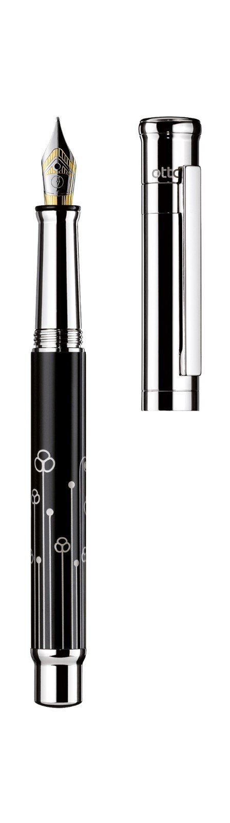 Stylo plume Otto Hutt D04 noir laqué, finissez-en avec les ratures et les fuites d'encre