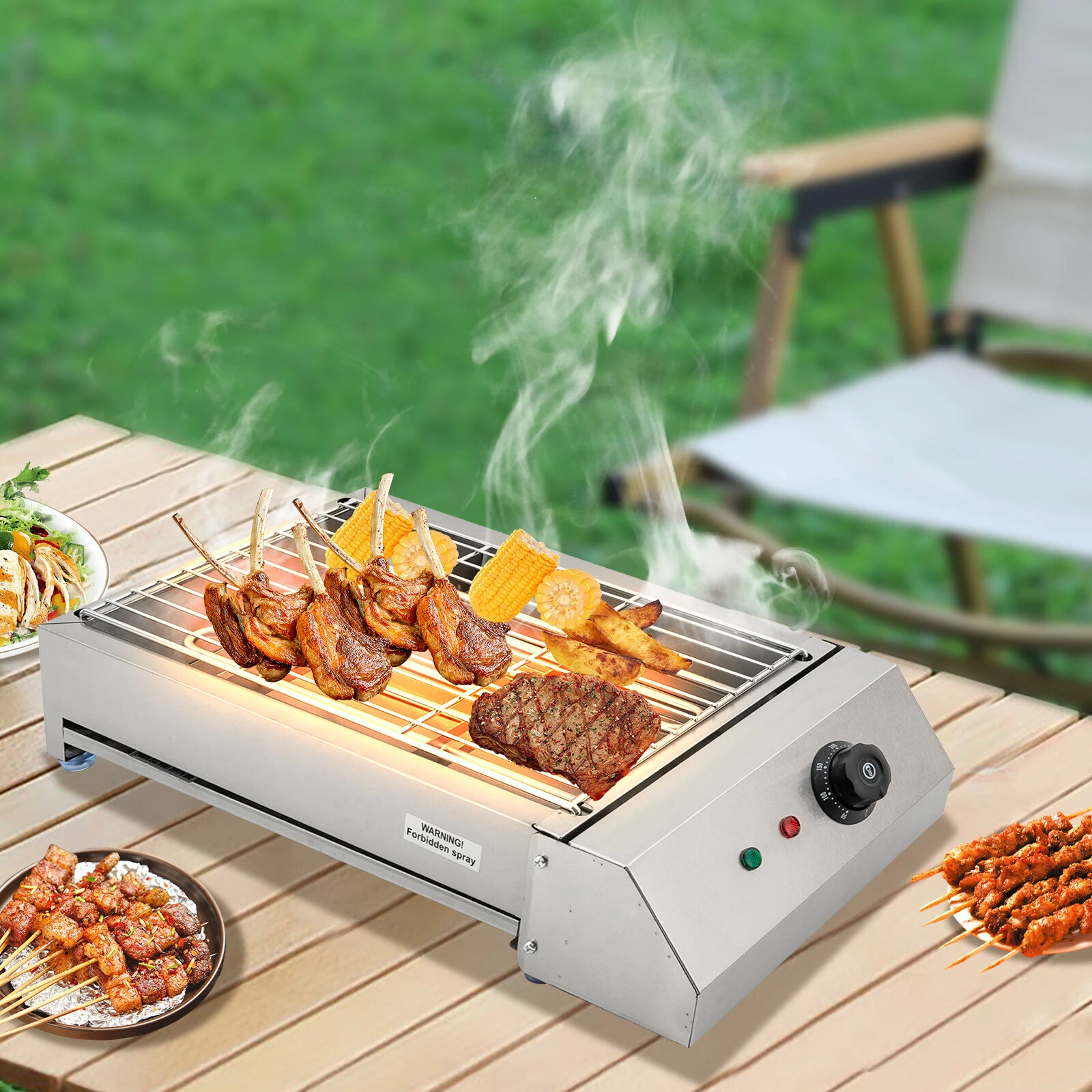 BBQ Grill, Heat Control Electric Portable Barbecue Oven Grill, Electric Griller
