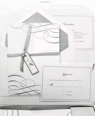 Celebrate It Wedding Invitation Kit Set of 30 Invites & RSVP Silver & White 