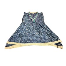 Poupette St Barth Blue Floral Pleated Sasha Mini Dress Fringe V-Neck S