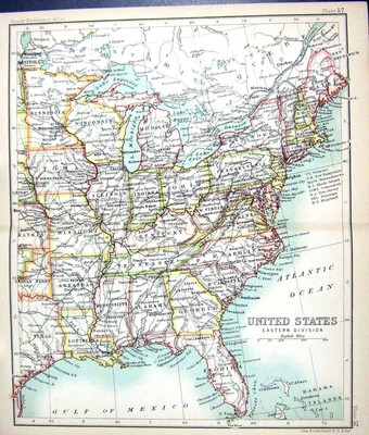 Alte Druckkarte um 1901 Ostamerika Carolina Alabama Mississippi Georgia 20.