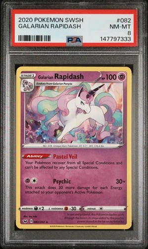 2020 POKEMON SWORD & SHIELD #082 GALARIAN RAPIDASH PSA 8