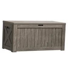  Outdoor Storage Box Storage Bin with Lid for Patio 120 Gallon Coffee