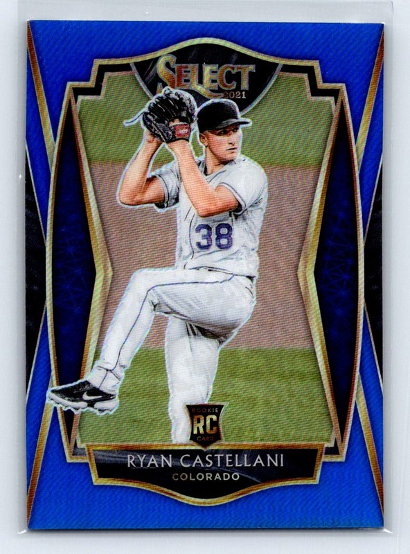 2021 Panini Select #127 Ryan Castellani Premier Level Rockies RC Blue Prizm /149