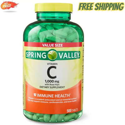 #ad Spring Valley 1000mg Vitamin C with Rose Hips Tablets 500 Count $19.35