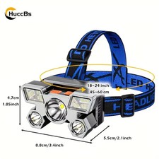 USB Rechargeable Headlamp Portable 5LED Headlight Built In Battery Torch Camping