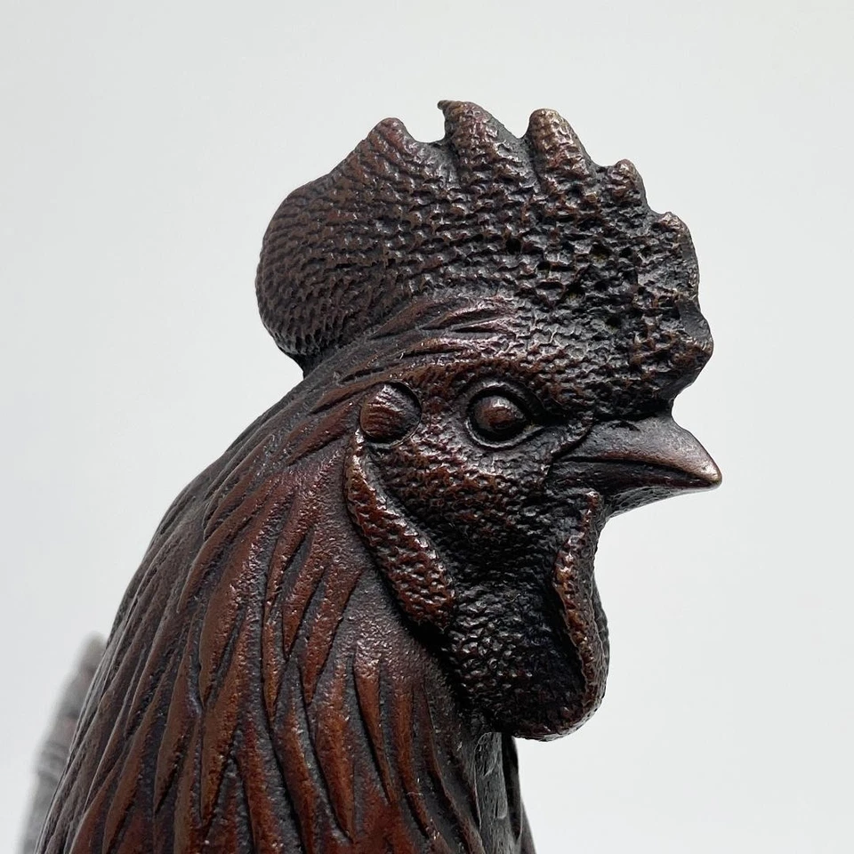 Bronze Rooster Statue 12.2 inch Japanese Metalwork Figurine by Yoshiyama Japan - Image 4 of 4