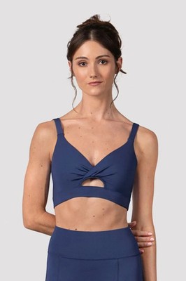 BLOCH Damen Vivian Twist Front Tanz Crop Top Eclipse Blau Z30025