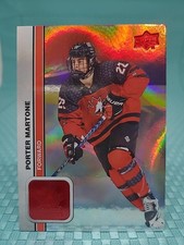 2023 UD Team Canada Juniors Porter Martone PRC #29 Red Patterned Foilboard SP