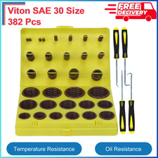 382 PCS SAE FKM Viton O Ring Assortment Kit, High Temperature And Oil Resistance