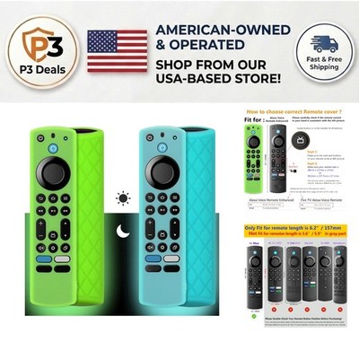 Glow-in-the-Dark Silicone Remote Case 2pcs for Fire TV Stick 4K Max - Green &...