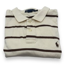 Polo By Ralph Lauren White With Navy Stripes Size L 100 Cotton
