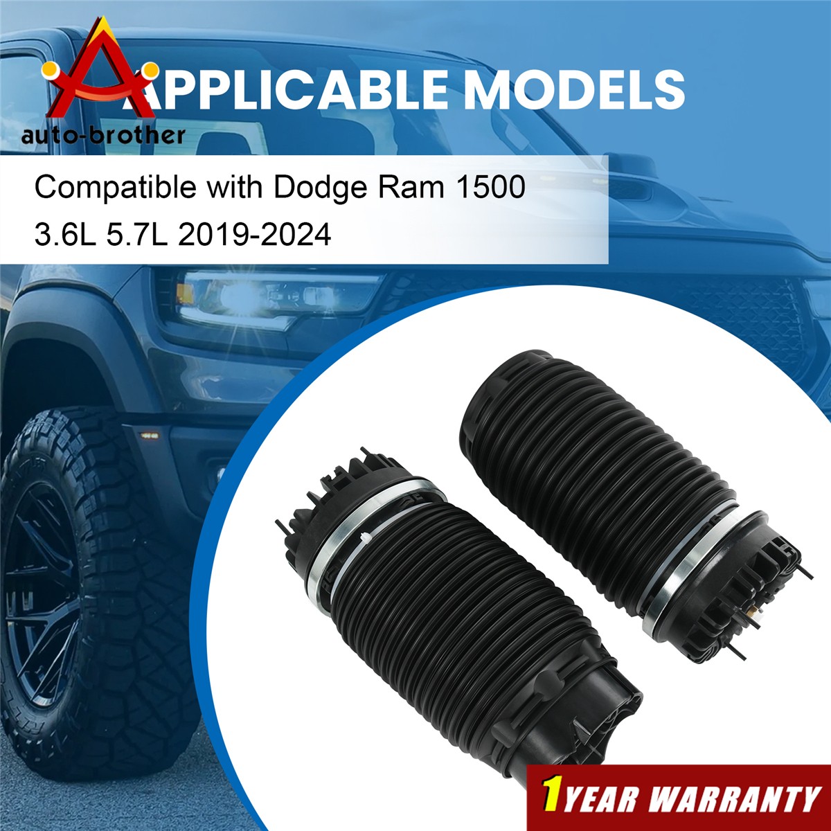 Air Suspension Spring Bags Left Right 68260938AA For 2019-2024 Dodge Ram 1500 DT