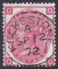 QV sg103 3d rose (Q-G) plate 8 with fine 1872 FOLKESTONE cds