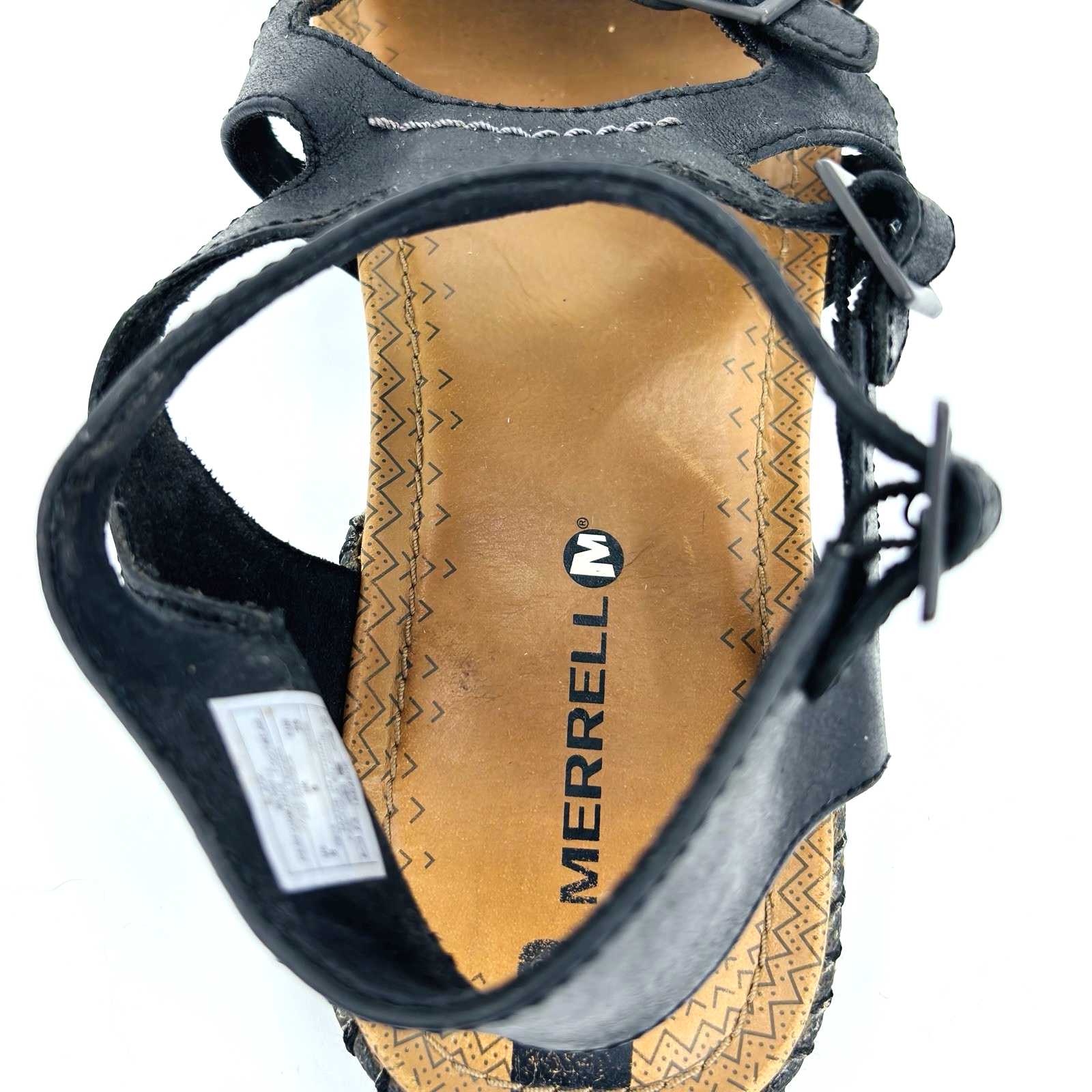Scarpe sandali gladiatore donna 8 Merrell Whisper pelle nera fibbia J55558