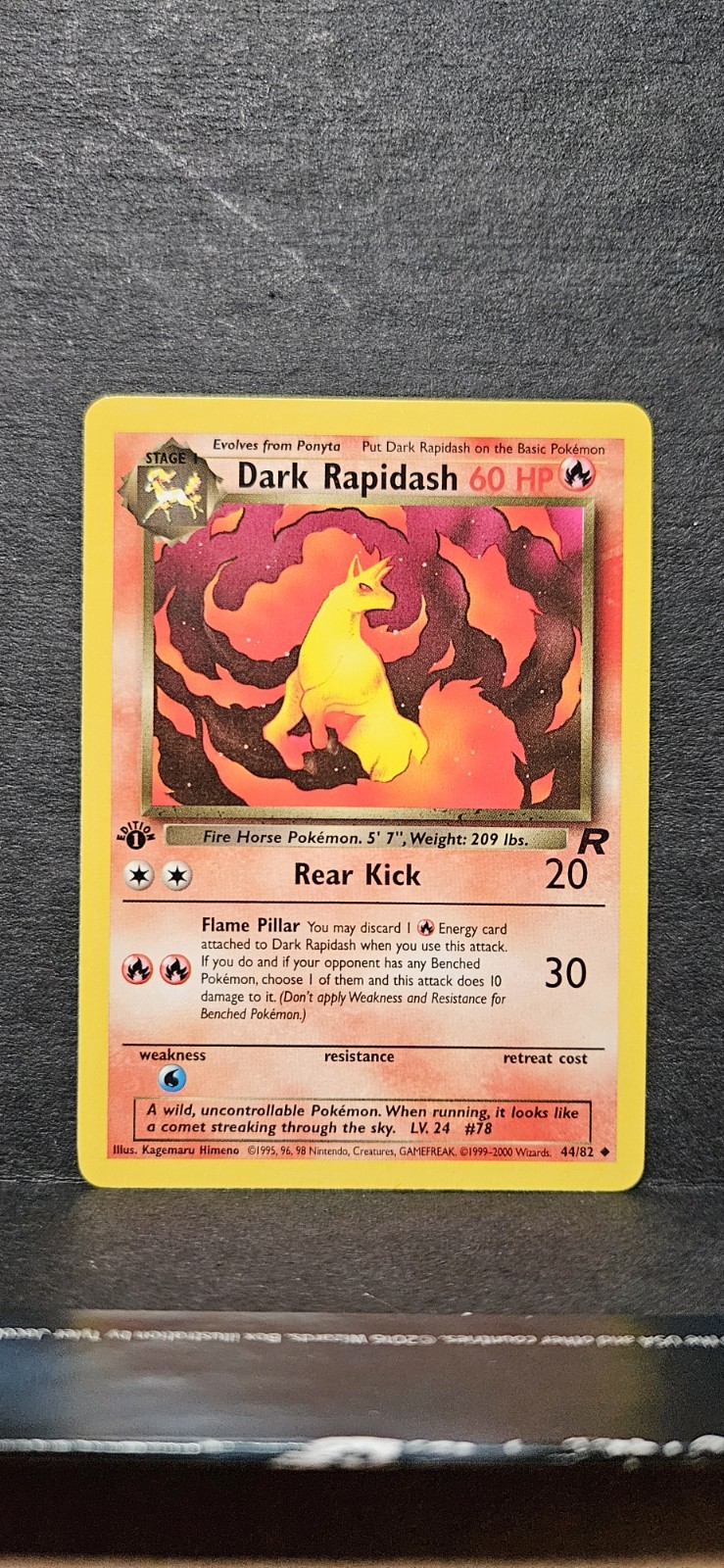 1st Edition Dark Rapidash 44/82 - Team Rocket - Vintage Pokemon Card NM