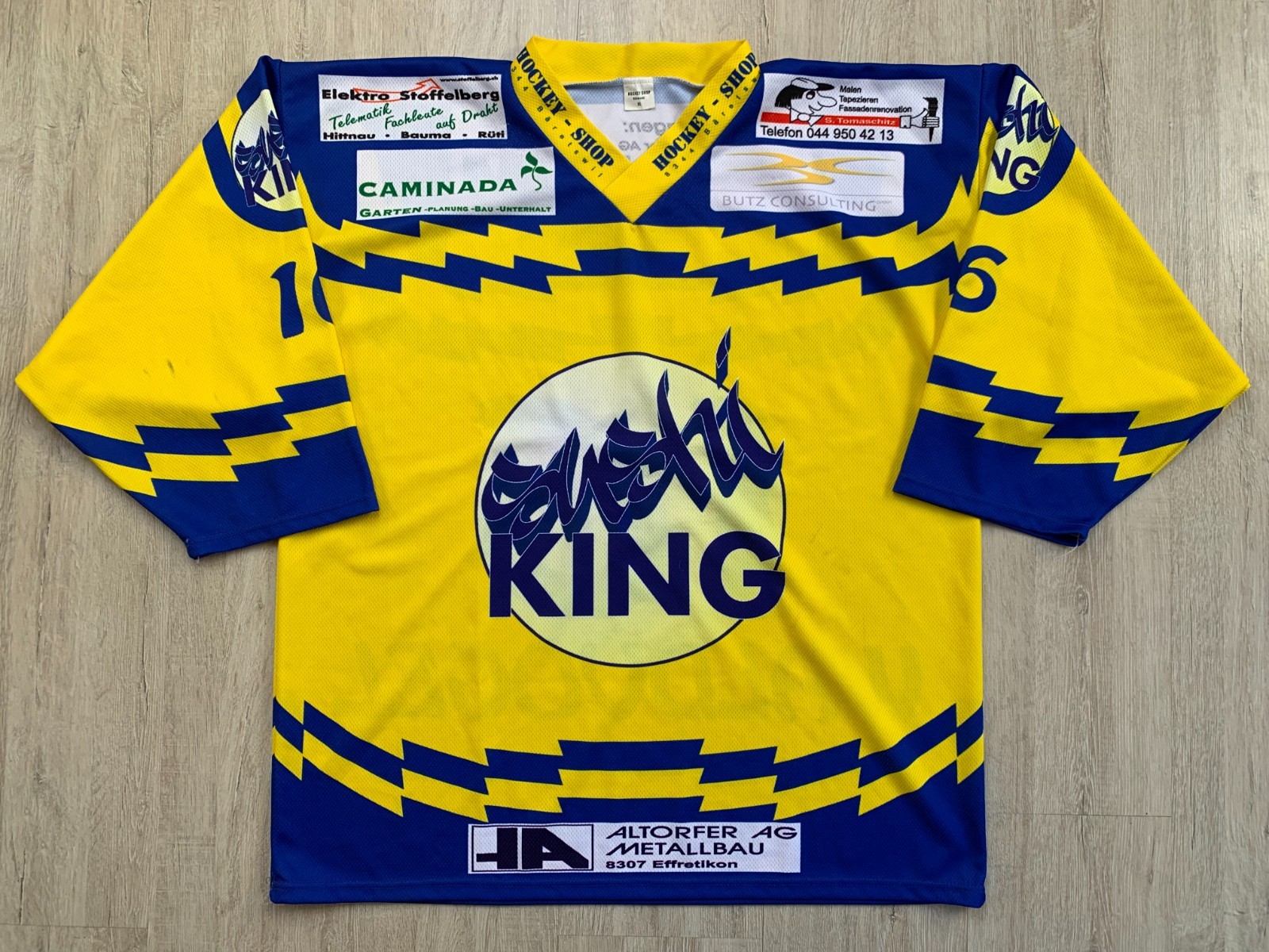 Sushi King Schweiz Eishockey Trikot Game Worn Switzerland Hockey Jersey XL #16