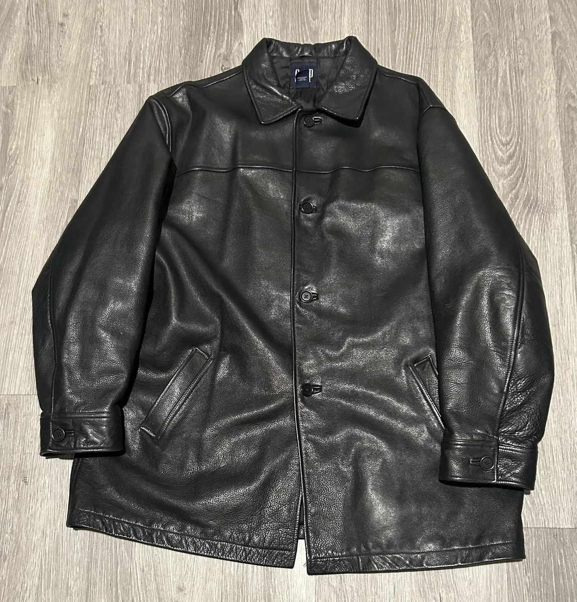 ジャケット・アウター 90-00s GAP Leather Jecket BLACK Gap Black Leather Outer Shell Coats, Jackets & Vests for Men | eBay